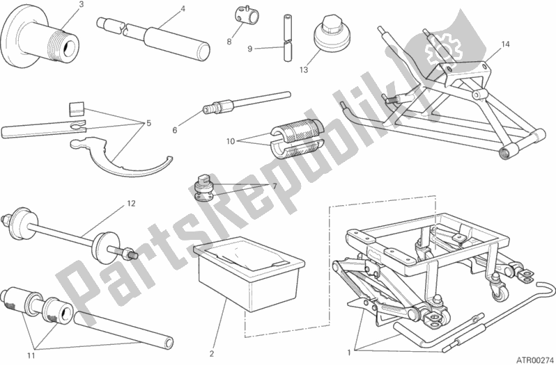 All parts for the Workshop Service Tools, Frame of the Ducati Superbike 1199 Panigale ABS USA 2012